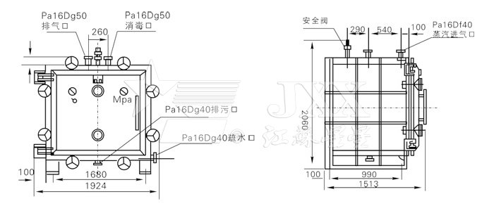 方形靜態(tài)真空干燥機(jī)結(jié)構(gòu)示意圖